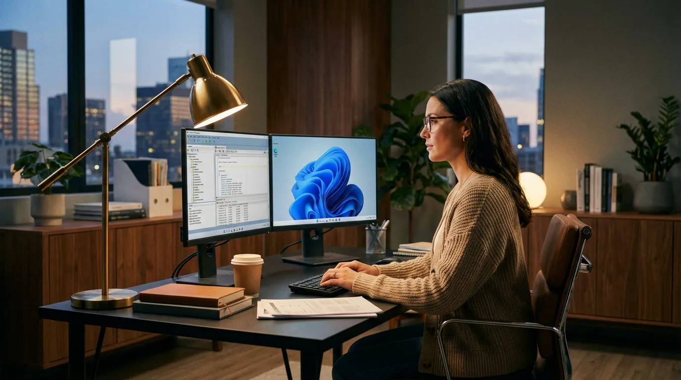 Benutzer arbeitet mit Microsoft Access 2024