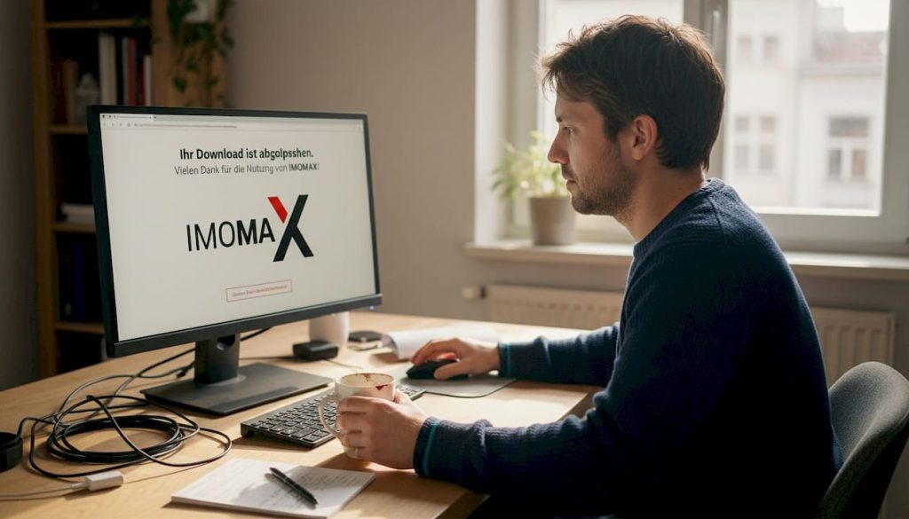 Ein Mann überprüft am Schreibtisch im Homeoffice seine Softwarelizenz.