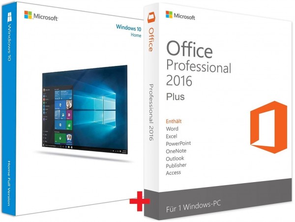 Bundle Microsoft Windows 10 Home + Office 2016 Professional PLUS 32/64 Bit Vollversion
