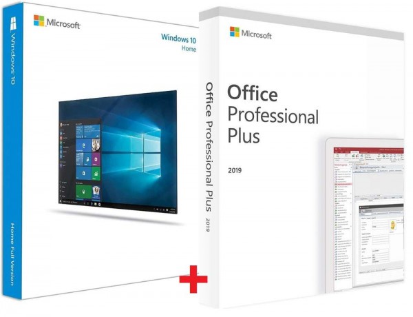Bundle Microsoft Windows 10 Home + Office 2019 Professional PLUS 32/64 Bit Vollversion